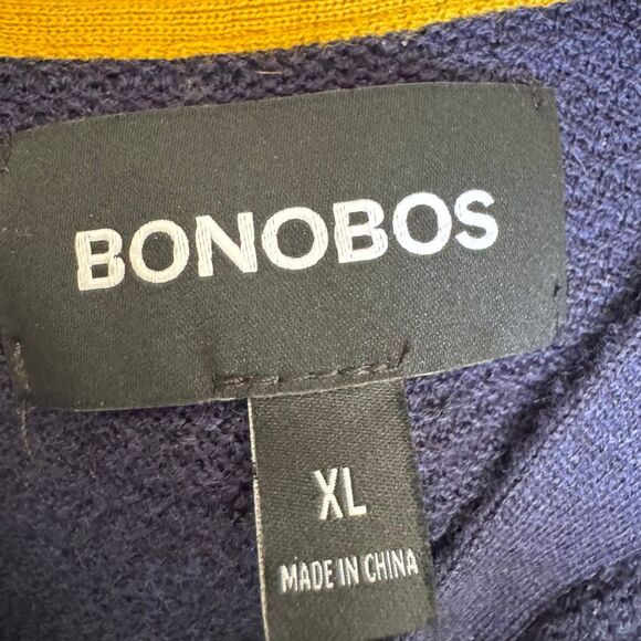 New Bonobos Dark Blue Collarless Long Sleeve Knit Pullover Sweater Men XL NWOT - Picture 4 of 6